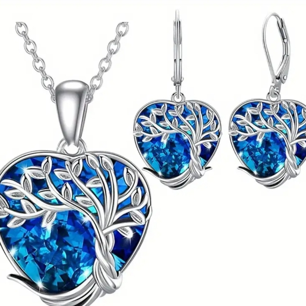 Tree of life, heart-shaped jewelry set